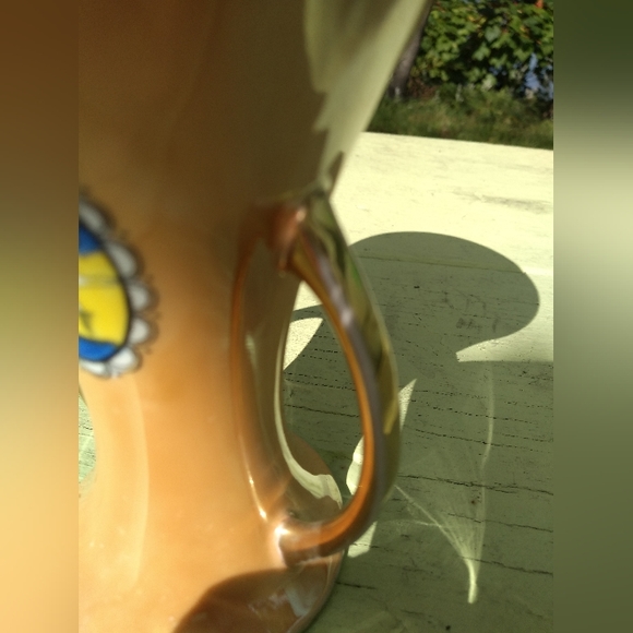 Two Orange Lustreware Vases, Noritake, Lancaster & Sons, Fishermen, Hanley UK - Picture 6 of 11